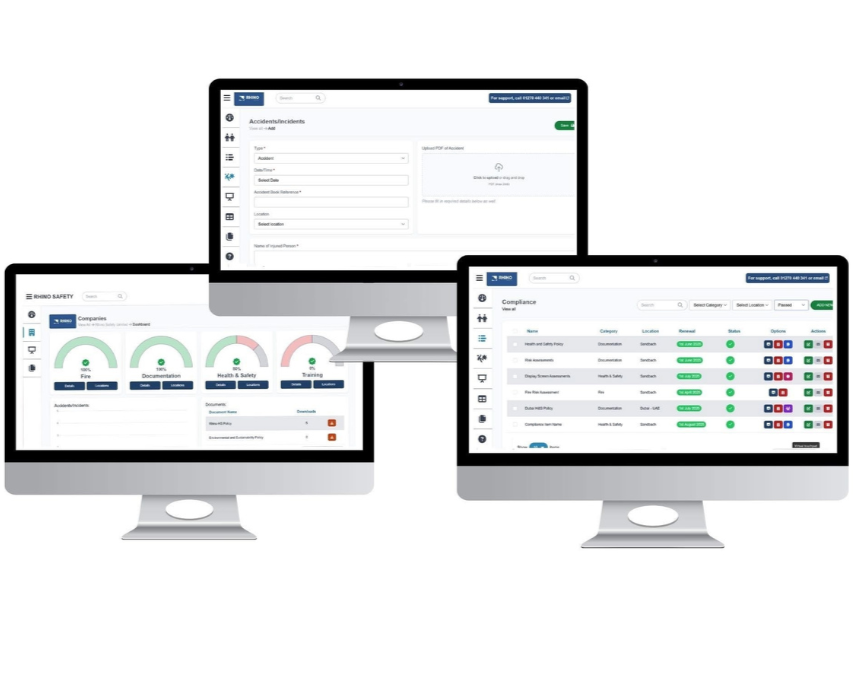 Screenshot of the rhino safety online dashboard 