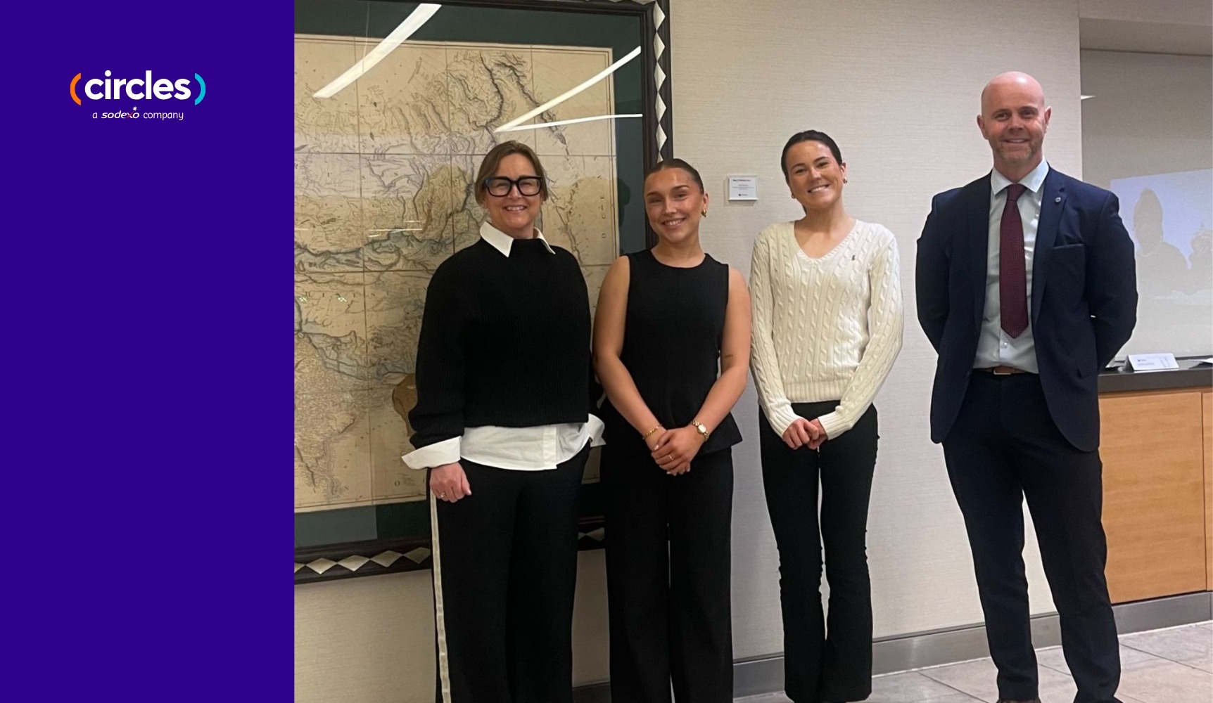 Circles Training Manager Lisa Brooker, apprentices Jess Bussey and Katie Stewart, and Sodexo National Apprenticeship Lead Paul Nuechterlein.