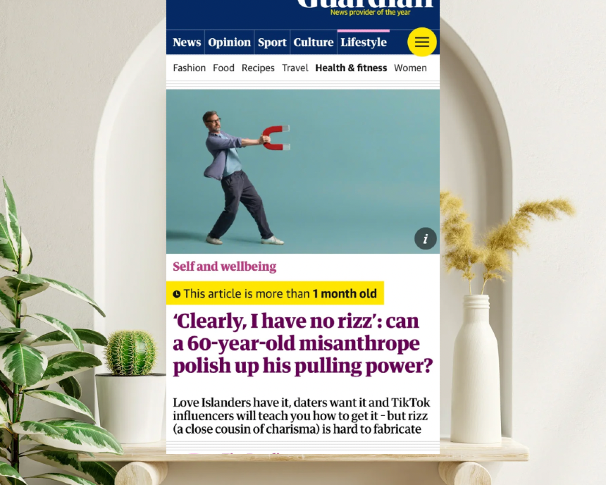 Clearly I have no RIZZ says Tim Dowling when interviewing Sally A Smith for The Guardian 