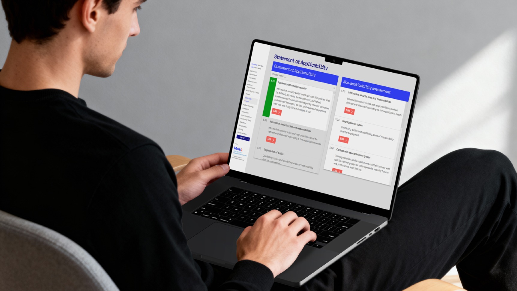 Man using Mark1's Titan ISO 27701 system